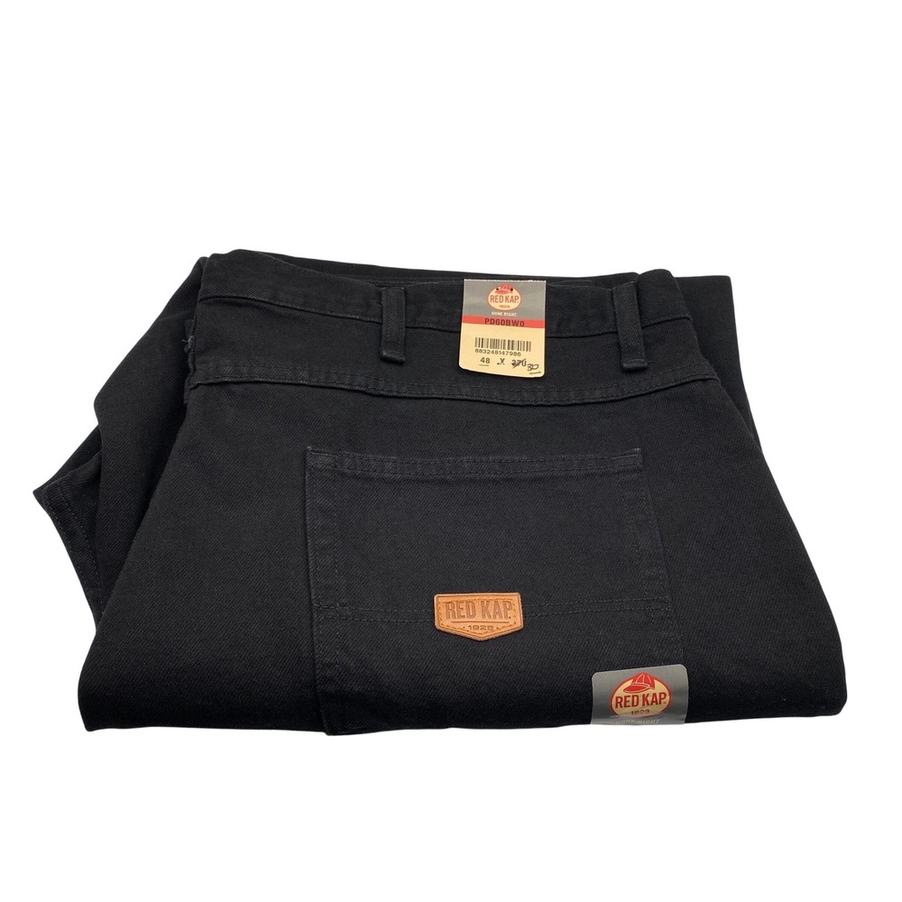 RED KAP PD60BW0 Mens Black Denim Work Pants‎ Size 48x30 Loose Fit